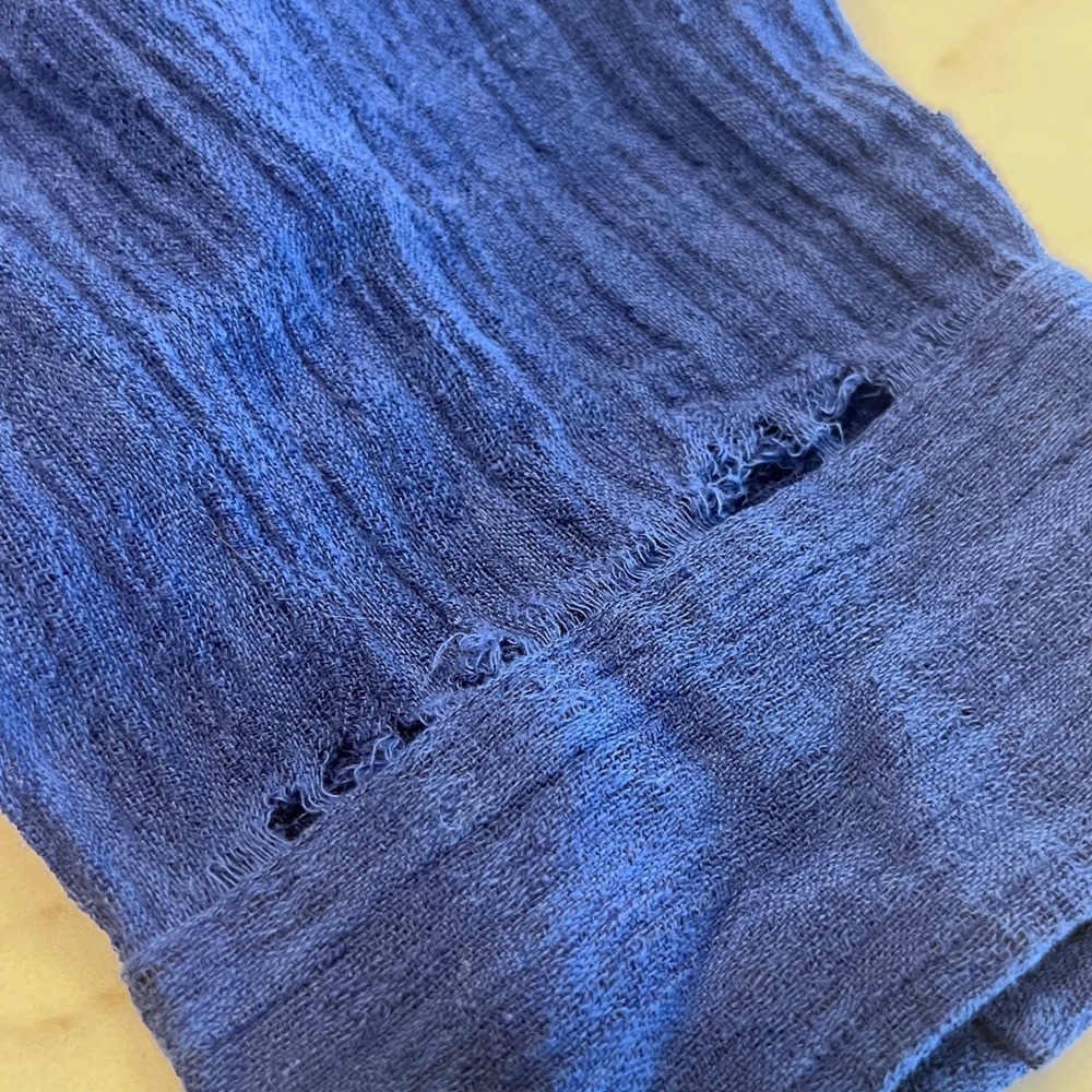 Soft Surroundings Blue Gauze Button Front Tunic Top 2X Lagenlook Boho READ - Picture 5 of 9